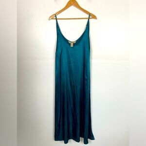 Lane Bryant Vintage Intimates Satin Long Nightgown Size 18/20 Blue V-Neck Sexy